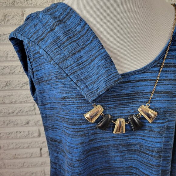 Bongo Womens Top 1X Plus Blue Heather with Necklace Chiffon Hem Knit BLU163E - Picture 5 of 9